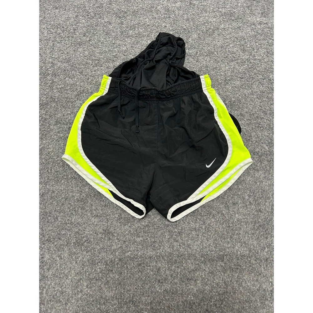 Nike Athletic Shorts Womens Size XS Black Neon Yellow Dri-Fit Running Breathable
